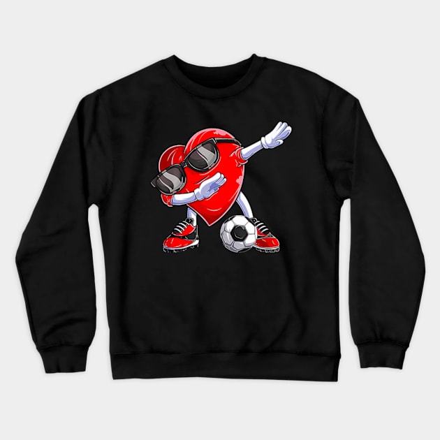 Dabbing Soccer Ball Heart Valentines Day  Men Boys Kids Crewneck Sweatshirt by Daysy1